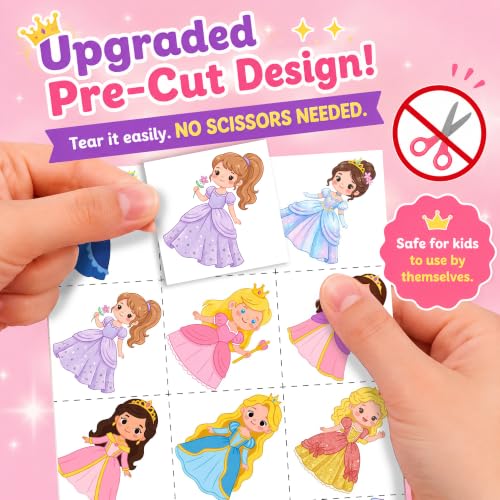 96 PCS Princess Temporary Tattoos for Kids