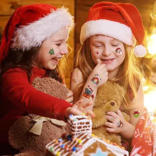 36 Sheets Christmas Temporary Tattoos, Snowman Penguin Elk Santa Tattoos for Christmas Stocking Stuffers & Gifts Party Favors for Kids, Waterproof Available for 2-3 Days, Makeup Remover Water Washable