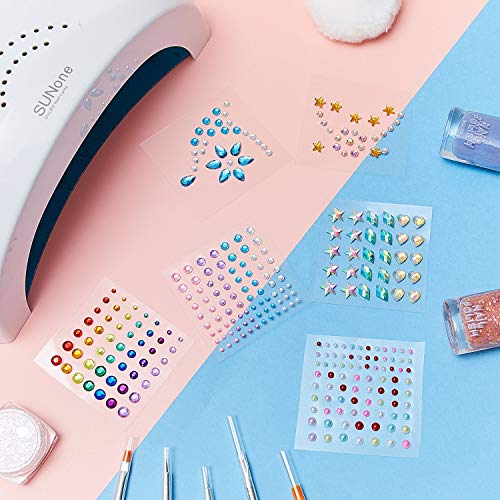 Hicarer 15 Sheets Eye Body Face Nail Gems Rhinestone Stickers Face Festival Self Adhesive Rhinestones Stickers for Women Accessory DIY Makeup Nail Decorations (Stylish Style)