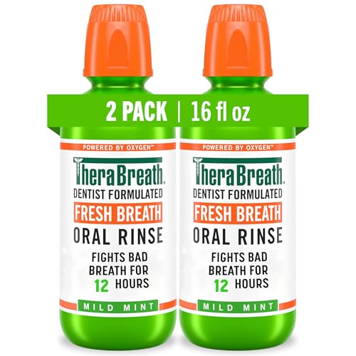TheraBreath Alcohol-Free Mouthwash, 24-Hour Fresh Breath, 16 Fl Oz 2-Pack