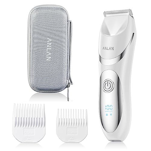 ANLAN Women's Electric Shaver Waterproof IPX6, Rechargeable Bikini Trimmer with LED Display, 0mm Comb for Legs Underarms Sensitive Skin (White Silver)