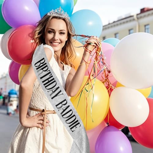 Birthday Baddie Glasses Set with Tiara & Sash - 3 Pc