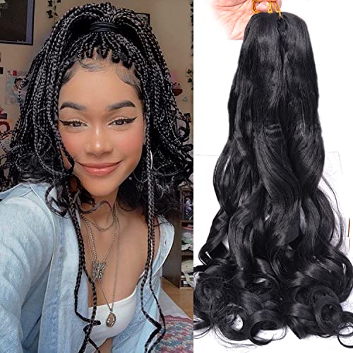French Curly Braiding Hair 24 Inch #1B Black 8 Pack