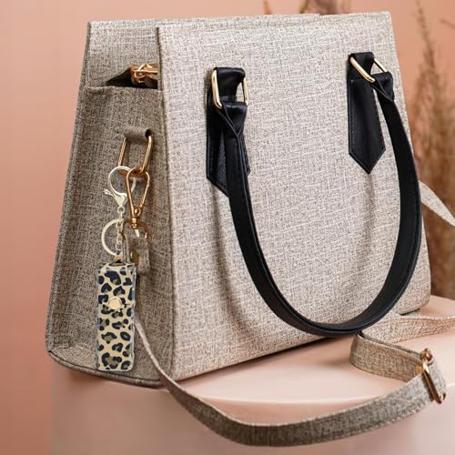 Leopard Print Lipstick Holder Keychain - 3 Pack PU Leather