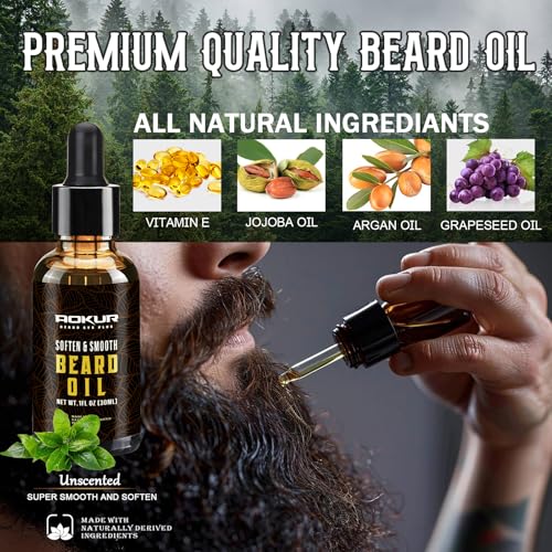 Beard Straightener for Men ? 5-Temp Heated Brush with Anti-Scald Tech ? Grooming Kit with Sandalwood Comb, Balm, Oil & Scissors ? Gifts for Father¡¯s Day, Anniversary & Birthdays