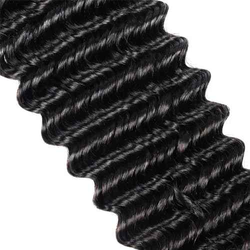 Human Braiding Hair 2 Bundle 100g Deep Wave Bulk Human Hair for Braiding No Weft 12A Brazilian Virgin Curly Human Hair Extensions for Boho Braids (Deep Wave-1B, 26/100g)