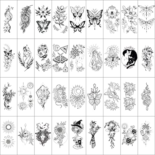 GLARYYEARS 48-Pack Waterproof Temporary Tattoos - 5-7 Day Wear