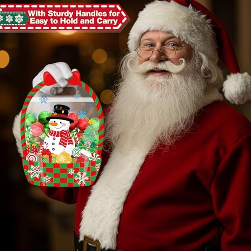 Fuutreo 50 Pcs Christmas Gift Bags with Handles - Resealable Plastic Favor Bags