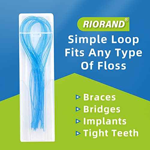 RioRand Floss Threaders, Essential Tool for Maintaining Oral Health with Braces, Bridges, and Implants 400Count (Pack of 4)