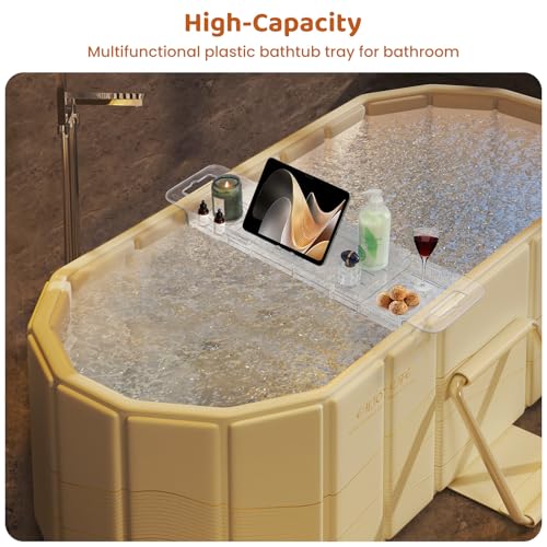 Foldable Bathtub Tray 22-31.4in Expandable Acrylic Caddy