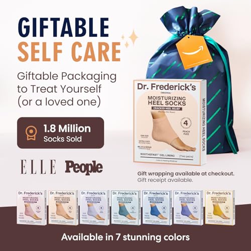Dr. Frederick's Original Moisturizing Gel Heel Socks for Cracked Heels (2 Pairs)