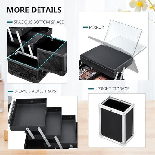 LED Lighted Makeup Case with Mirror - 11.6" Portable Organizer