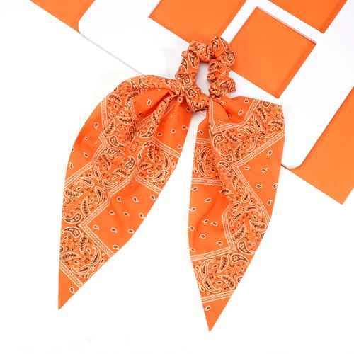 Fall Orange Bandana Hair Ties for Women Girls Halloween Autumn Hair Scrunchies Elastic Tie Ribbon Hair Bows Hair Accessories Gifts