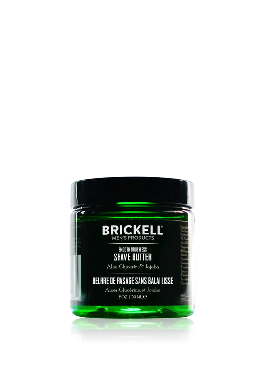 Brickell Men's Smooth Brushless Shave Butter for Men, Natural and Organic Smooth Shaving Butter to Fight Nicks, Cuts and Razor Burn, 2 Ounce, Unscented