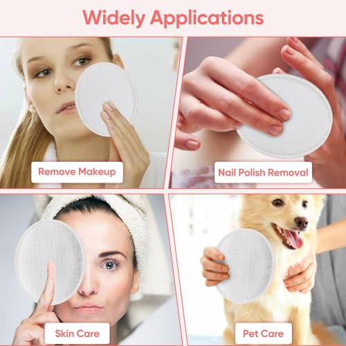 ICOTLE 2 Pack Large Oval Cotton Pads - 3-Layer Dual Texture, Lint-Free Makeup & Skincare Remover