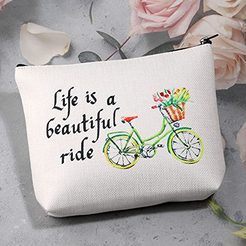 MBMSO Life is a Beautiful Ride Makeup Bag Bicycle Travel Bag Bike Lovers Gifts Cycling Gifts for Cyclists Biker (Life is a Beautiful Ride)
