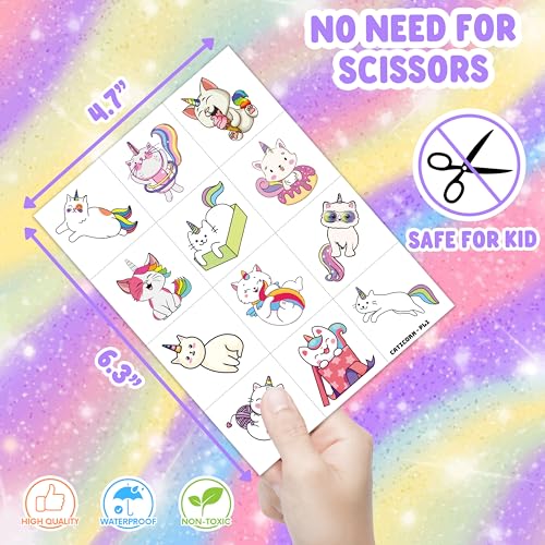 96 Pcs Caticorn Cat Temporary Tattoos Party Favors