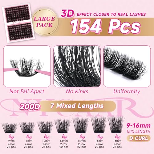 NYCAAR 3D Fluffy Lash Clusters Kit 200D - DIY Eyelash Extensions