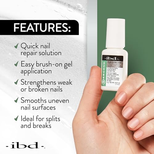 IBD 5 Second Brush-On Nail Glue Gel Resin, Nail Repair - 6g (3 Pack)