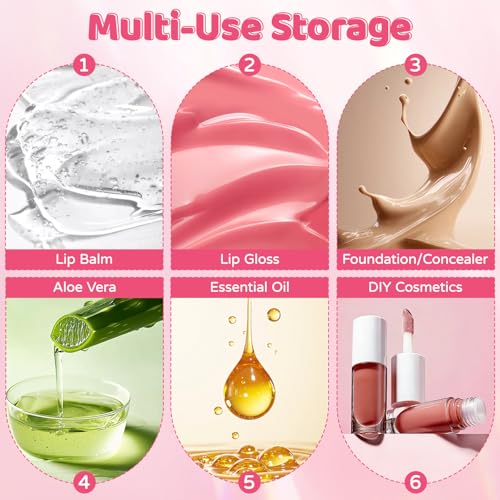 8 Pack 6ml Empty Lip Gloss Tubes with Wand & Rubber Insert