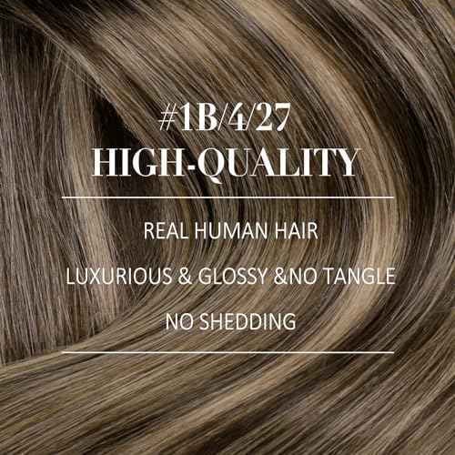 YoungSee Balayage Hair Extensions Clip ins Ombre Black to Brown with Caramel Blonde Clip in Extensions Real Human Hair Ombre Hair Clip on Hair Extensions for Women 20Inch 120G 7Pcs