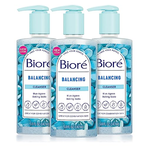 Bioré Balancing Face Wash, Cleanser For Combination Skin, PH Balanced Face Cleanser, Vegan, Cruelty Free 6.77 Oz, Pack of 3