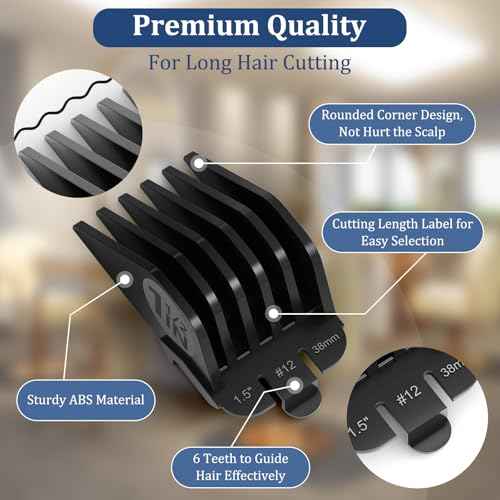 Clipper Guards Set 10 12 14 16 Compatible with Wahl Clippers, 4pcs Extra Long Clipper Guides Replacement - 2", 1.75", 1.5", 1.25" Hair Guard Clipper, Black Clipper Guards for Wahl