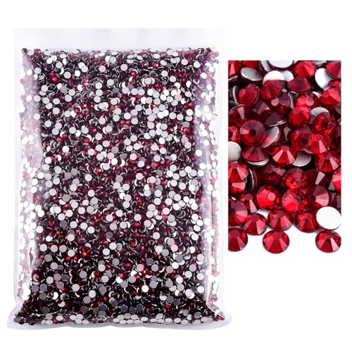 Blinginbox Flatback Rhinestones Bulk,14400pcs Crystal Round Loose Gemstones Glass Rhinestones for Crafts Makeup Nail Art Clothes Shoes DIY Decorations(SS16,3.8-4.0mm,Dark siam)