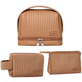 Women's Cute Cosmetic Bags Travel Toiletry Bag Waterproof Leather Cosmetic Bag Set with Handle Zipper Portable Makeup Bags Storage Bag On-the-Go Cosmetic Bag£¨Brown£©