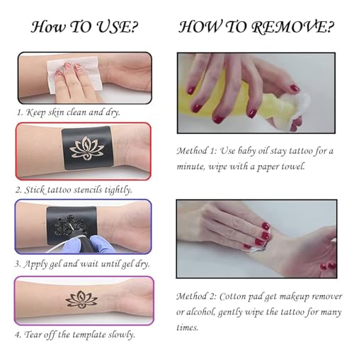 Temporary Tattoo Kit with 64 Stencils & 5 Ink Bottles