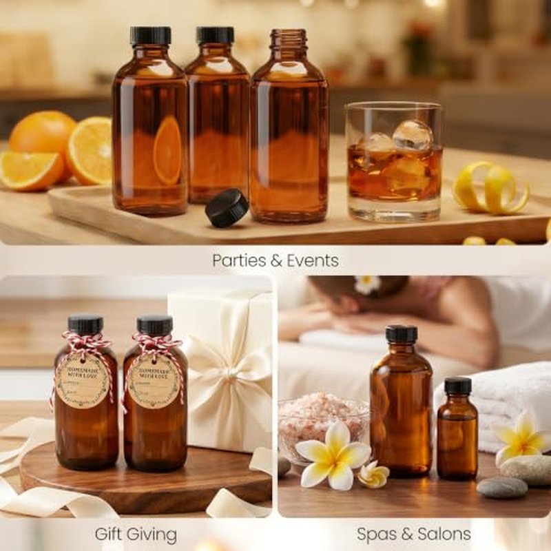 TBWIND 24 Pack 8oz Amber Glass Boston Bottles with Airtight Caps