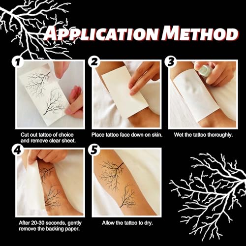 winthrop 8 Sheets Halloween Vein Temporary Tattoos, Large Size Crack Scar Fake Tattoos, Realistic Branch & Vein Style Waterproof Tattoos for Halloween Costume Makeup, Cosplay&Party Supplies