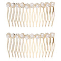 Pearl Hair Comb Set - Gold Rhinestone Decorative Combs