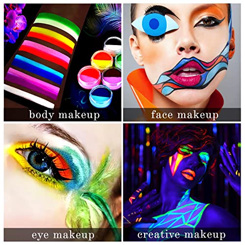 UV Glow Neon Face Paint Set - 12 Colors Water Activated