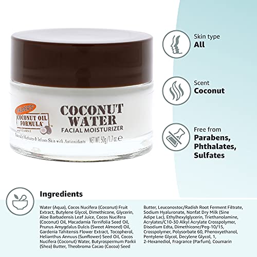 Palmer's Coconut Oil Formula Coconut Water Face Moisturizer, 1.7 Ounce Jar, (Pack of 2)
