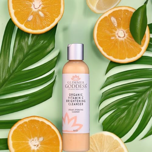 GLIMMER GODDESS Organic Vitamin C Facial Cleanser with Aloe & Jojoba ? Hydrating & Refreshing, 8 oz