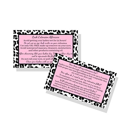 Lash Extension Aftercare Cards 50 Pack | Leopard Print Design 3.5x2"