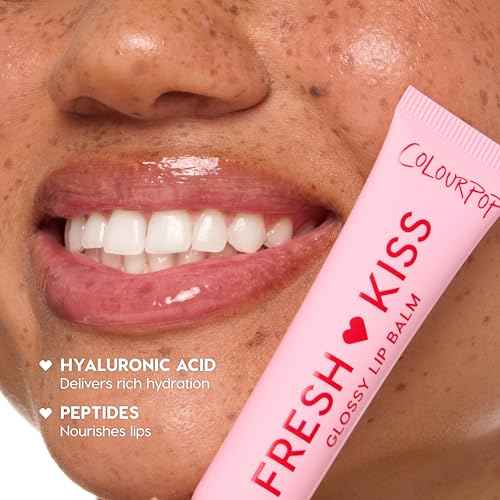 ColourPop Limited Edition Fresh Kiss Glossy Lip Balm - Hydrating Lip Care Enriched with Peptides, Hyaluronic Acid, Shea Butter & Vitamin E for an Ultra-Cushiony Formula - Candy Cane (0.49 oz)