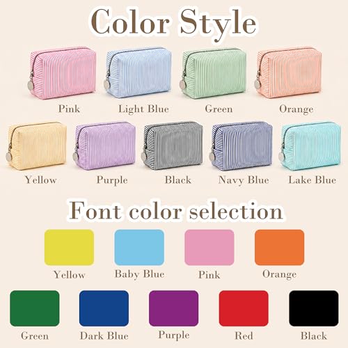 Personalized Striped Makeup Bag - Custom Name Embroidery