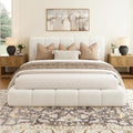 King Cloud Bed Frame with Headboard - Cream Upholstered