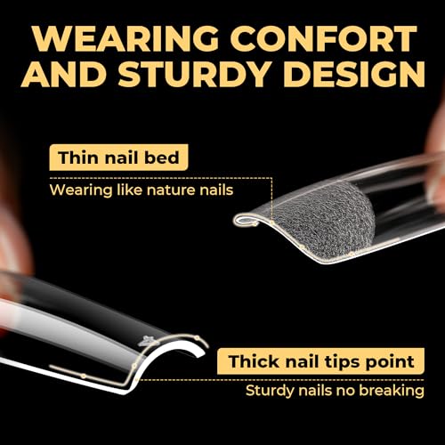 UNA GELLA Full XXL Square No C Curve Gel Nail Tips - Extra Long Square Tips