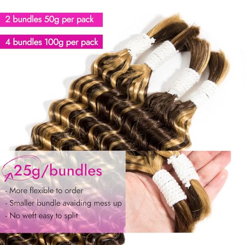 Gopukso 16 Inch Deep Wave Human Braiding Hair for Boho Styles - 50g 2 Bundles