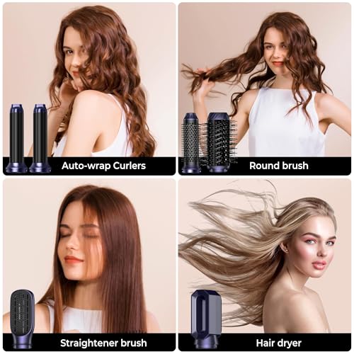 6-in-1 Hair Dryer Brush with Curling Iron & Negative Ion