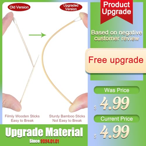 200 Pcs Long Wooden Cotton Swabs for Makeup, Ear Cleaning & Precision Cleaning - Variation: 1 Bag-200 Pcs