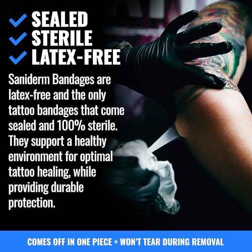 Saniderm Flex Tattoo Aftercare Bandage (New) (3 Sheets, 6 in x 8 in) ? Convenient, Faster Tattoo Healing and Protection ? Sterile, Waterproof, Ultra Flexible, Tatoo Aftercare Wrap ? Matte Finish