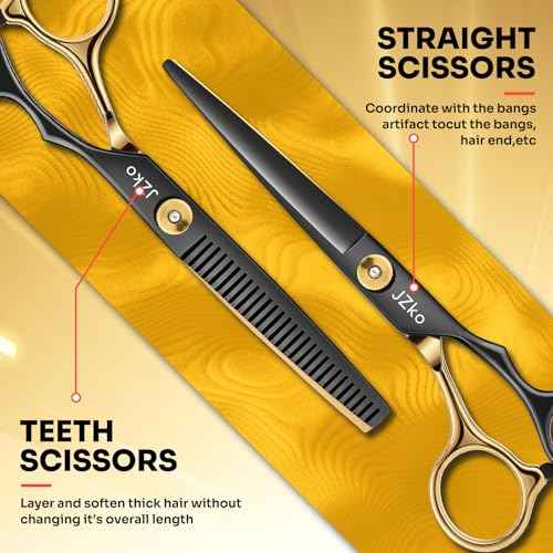 Hair Cutting Scissors Shears Kit, 6.7¡±Barber Shears, Professional Thinning Shears for Hair Cutting & Haircut Scissors for Barber/Salon/Home/Men/Women/Kids/Adults Shear Sets (Black)