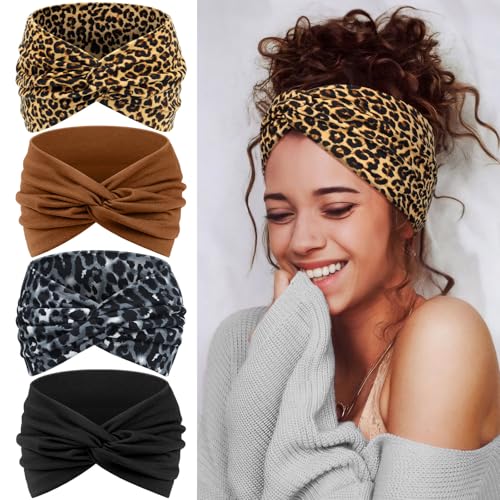 4 Pcs Women's Vintage Turban Headbands for Yoga & Workout