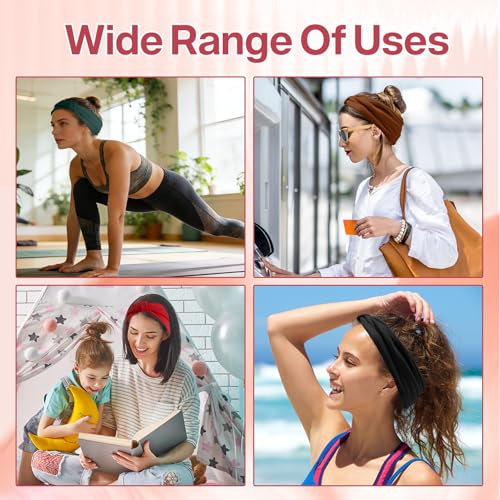Wide Elastic Headbands for Women - Non-Slip, Stretchy & Thick for Workout & Daily Wear