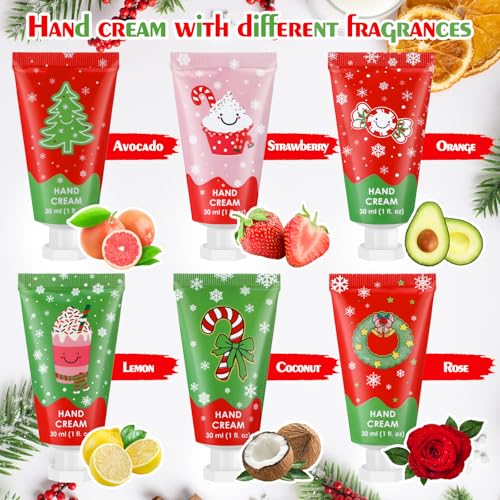 Loopeer 72 Pcs Christmas Hand Cream Gifts Bulk Christmas Mini Hand Lotion Xmas Stocking Stuffers Gifts Travel Size Mini Creams Moisturizer Cream Xmas Party Favors for Dry Skin Women Men Mom Employee