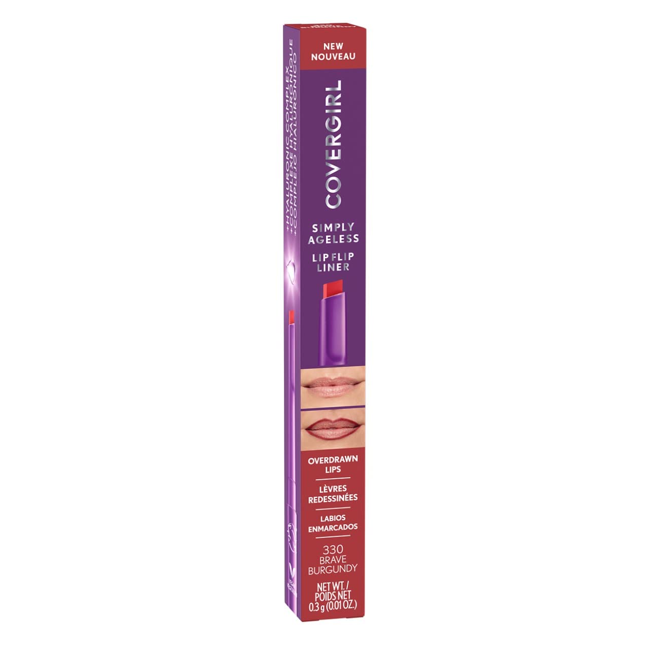 COVERGIRL Simply Ageless Lip Flip Liner, Brave Burgundy, Pack of 1